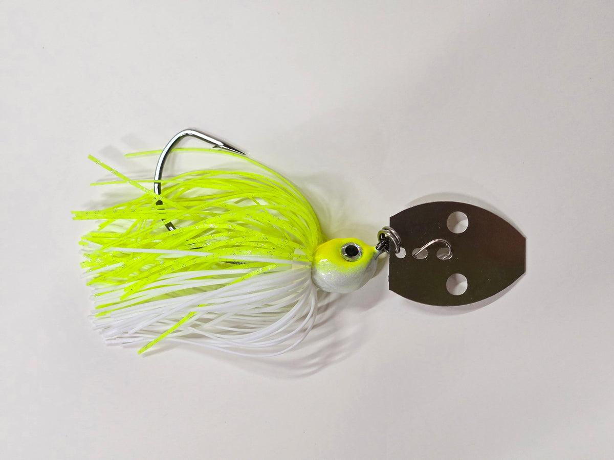 White/Chartreuse silver flake Bladed jig