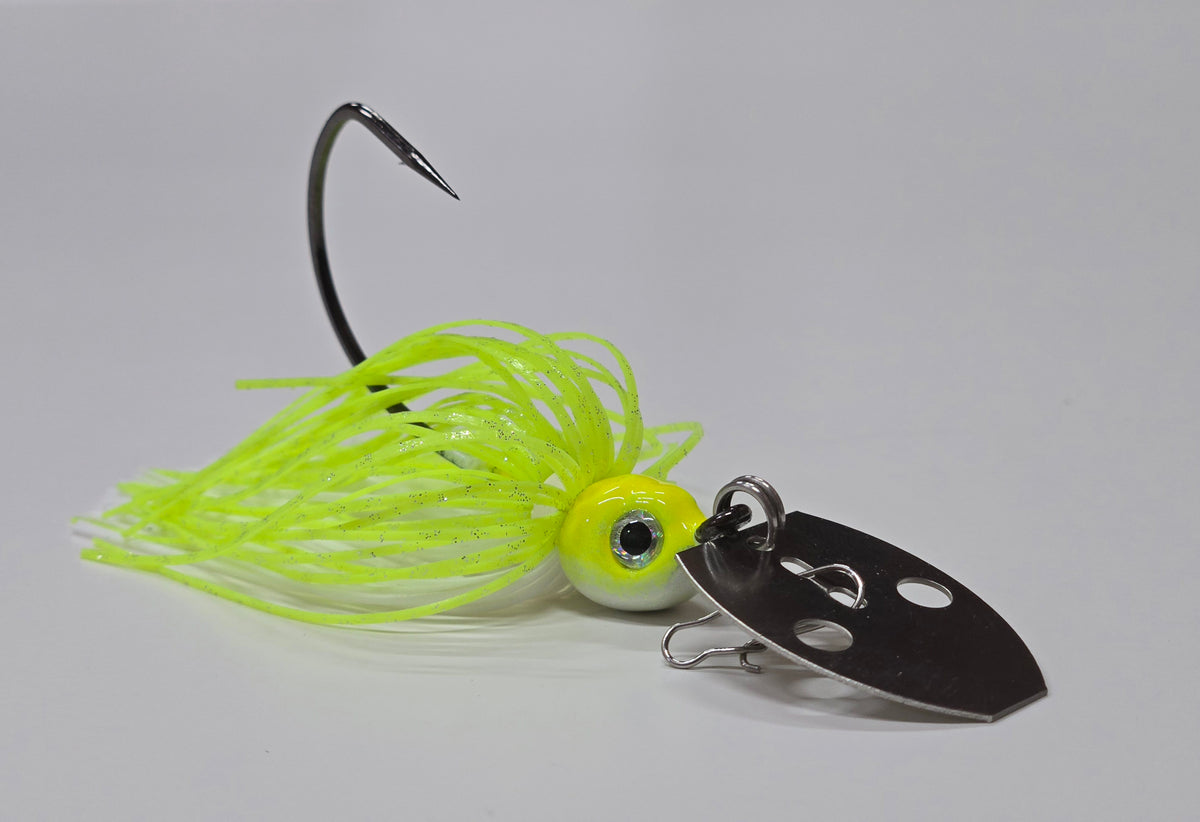 White/Chartreuse silver flake Bladed jig