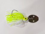White/Chartreuse silver flake Bladed jig