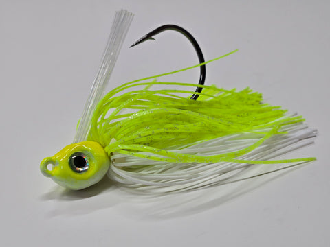 White/Chartreuse silver flash  swim jig