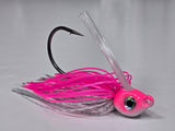 Pink Flash Premium swim jig (wire tied skirt)
