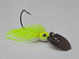 White/Chartreuse silver flake Bladed jig